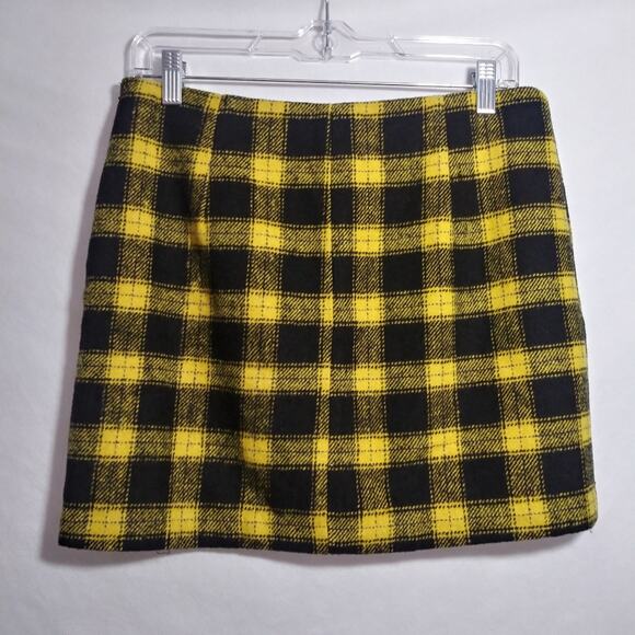 Forever 21 Yellow Black Plaid Mini Skirt Clueless Preppy Clueless Size L - Picture 4 of 6